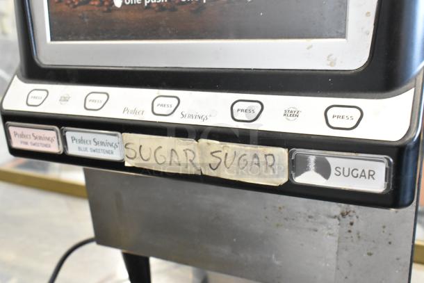 United Food Group Perfect Servings Powder Dispenser, metal, countertop model, labeled buttons, uses 120V, 1 Phase.