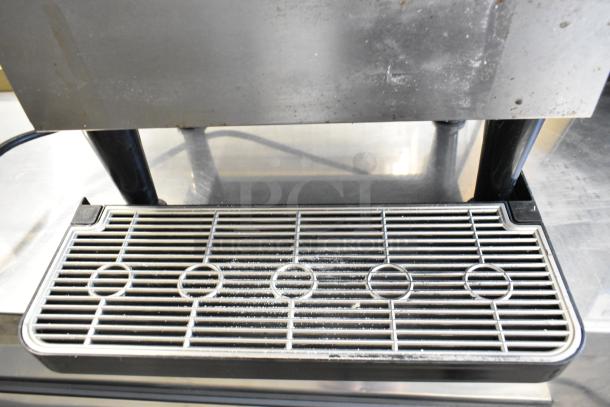 United Food Group metal countertop cappuccino machine, model UV-PSPD-5-AV-BL-T-B, showing drip tray. 120V, 1 phase.