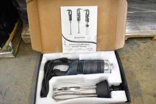 AvaMix 928IBHDW10 immersion blender, new, with 10" whisk, 1 1/4 hp, 120V. Includes box and manual. Scratch and dent.