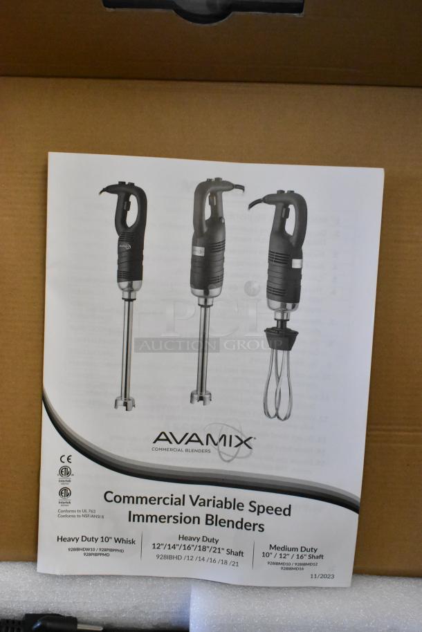 AvaMix 928IBHDW10 Heavy-Duty Immersion Blender with 10" Whisk, 1 1/4 hp, new condition, commercial use.