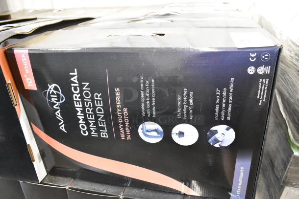BRAND NEW AvaMix 928IBHDW10 Heavy-Duty Immersion Blender, 1 1/4 hp, with 10" whisk, variable speed, minor box damage.