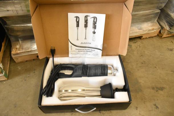 5 brand new AvaMix 928IBHDW10 immersion blenders with 10" whisk in box, heavy-duty, variable speed, 1 1/4 hp, 120V.