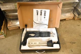 Brand new AvaMix 928IBHDW10 immersion blender, 1 1/4 hp, 10" whisk, variable speed, 120 volts, in original packaging.