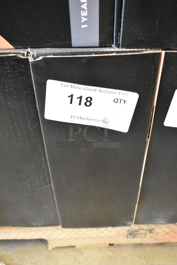 Boxed AvaMix immersion blender with 10" whisk, 1 1/4 hp. "Scratch and Dent" label indicates new condition. Auction tag marked "118 QTY".