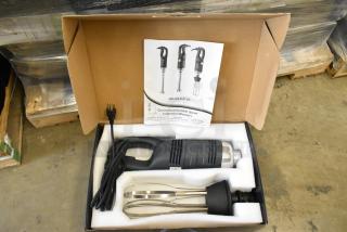 3 brand new AvaMix 928IBHDW10 heavy-duty immersion blenders with 10" whisk, variable speed, 1 1/4 hp, 120 volts, in box.