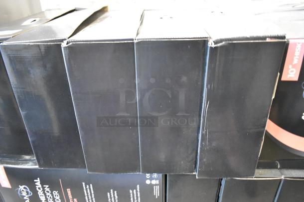 Four new AvaMix 928IBHDW10 immersion blenders in damaged boxes. Heavy-duty, variable speed with 10" whisk, 1 1/4 hp.