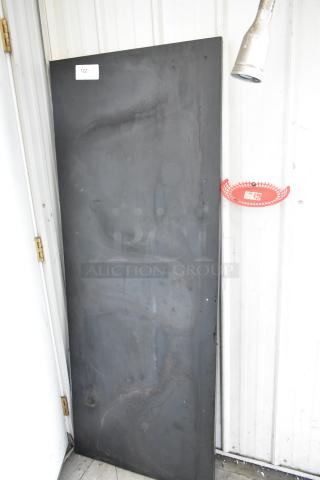 Black metal panel, lightly worn, corner tag marked "122". Auction includes two panels, doubling bid value.