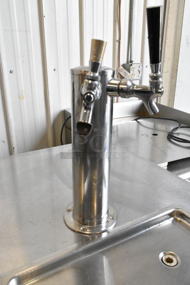 Micro Matic MDD-23 kegerator, metal finish, dual taps, on casters, 115V, excellent condition, ideal for commercial use.