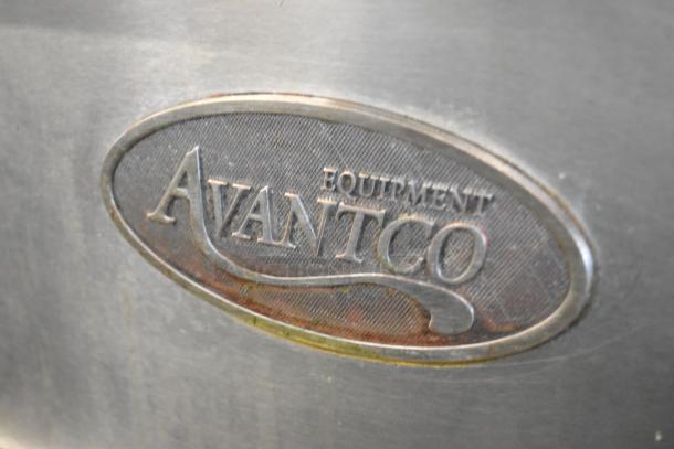 Alt text: Avantco FF300-N deep fryer label on stainless steel surface. Natural gas, 90,000 BTU, commercial grade.