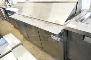 Avantco 178SCLM3 Stainless Steel Commercial Sandwich Salad Prep Table Bain Marie Mega Top on Commercial Casters. 115 Volts, 1 Phase. - Item #1209221