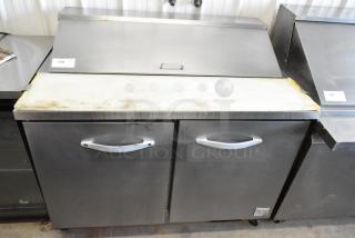 Ikon KSP48 Stainless Steel Commercial Sandwich Salad Prep Table Bain Marie Mega Top on Commercial Casters. 115 Volts, 1 Phase. - Item #1209222
