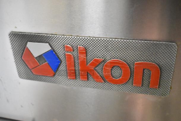 Ikon IGF-35/40-NG stainless steel commercial deep fryer, 2023 model, 90,000 BTU, with 2 fry baskets and casters.