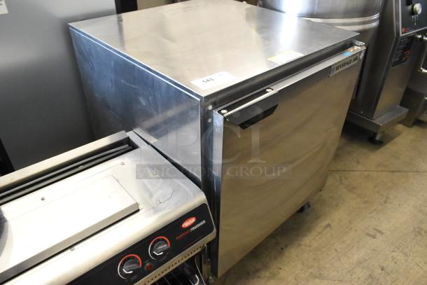 Beverage Air UCF27A-23 stainless steel undercounter freezer on casters. Single door, 115 volts, 1 phase, commercial use.