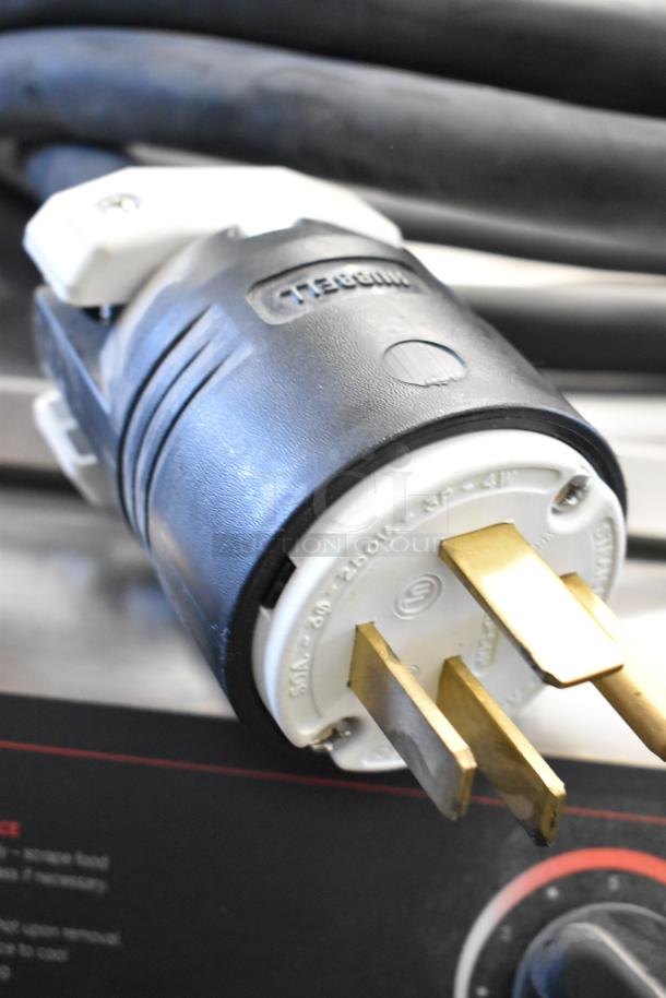 Hatco TFWM-3939 metal wall-mounted thermo-finisher, 208V, 3-phase, visible power plug detail.