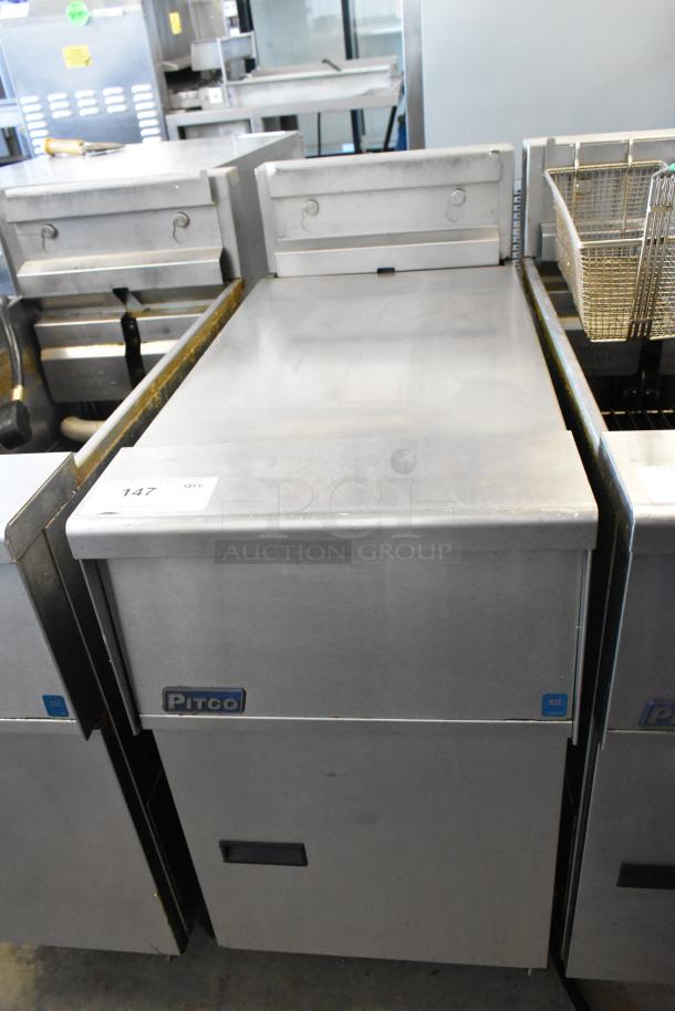 2018 Pitco Frialator SE14 stainless steel electric deep fat fryer, 208V, 3 phase, commercial floor style, used condition.