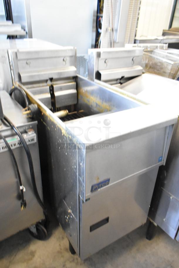 2018 Pitco Frialator SE14 stainless steel commercial electric fryer, 208V, 3 phase, showing minor wear.