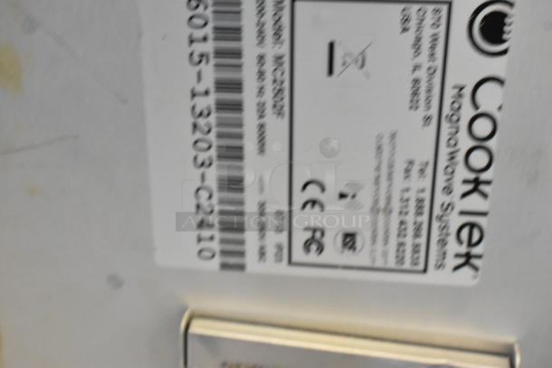 Label of CookTek MC2502F 2 Burner Induction Range, model and compliance details visible, condition not specified.