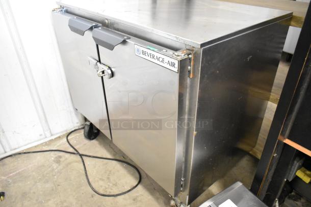 Beverage Air UCR34HC stainless steel 2-door commercial undercounter cooler on casters, 115V, 1 phase.