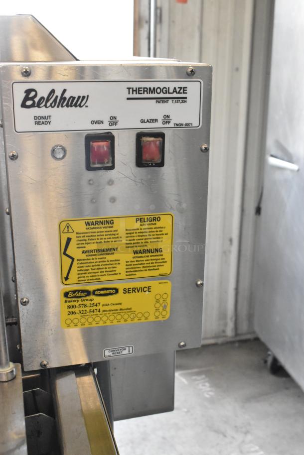 Belshaw TG50 Thermoglazing Station, stainless steel, commercial casters, 208V, 1 phase, visible controls, service labels, used condition.