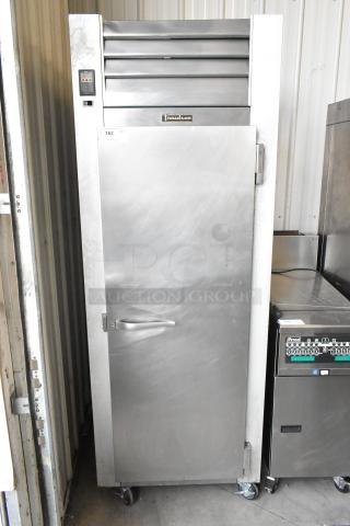 Traulsen G10010 Stainless Steel Commercial Single Door Reach In Cooler w/ Poly Coated Racks on Commercial Casters. 115 Volts, 1 Phase. - Item #1209316