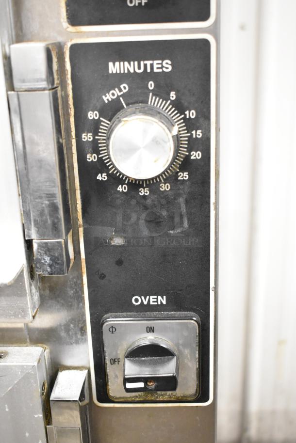 Super Systems OP-3 stainless steel commercial oven proofer control panel with minute dial and on/off switch.
