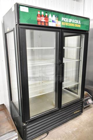 True GEM-49 Metal Commercial 2 Door Reach In Cooler Merchandiser w/ Poly Coated Racks. 115 Volts, 1 Phase. - Item #1209327