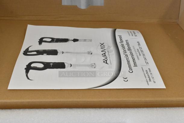 AvaMix 928IBMD10 10" immersion blender manual. Medium-duty, variable speed, 3/4 hp, 120V, new scratch and dent condition.