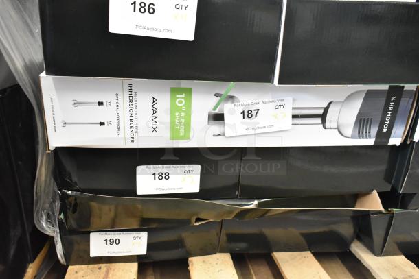 Brand new AvaMix 928IBMD10, 10" medium-duty immersion blender, 3/4 hp, 120V, 1 phase, scratch and dent condition, boxed.