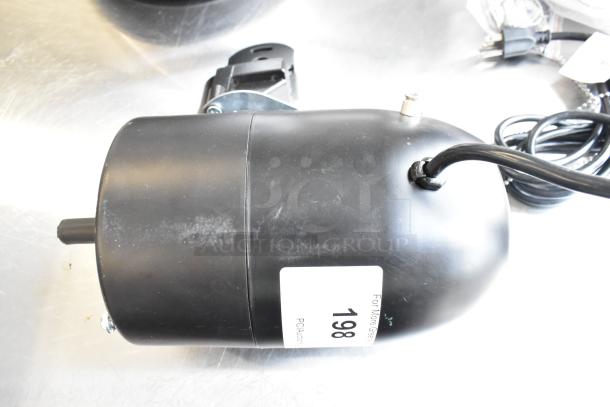 Brand new Boltic VF-30WLFO 2-speed oscillating fan motor, 120V, 1 phase, minor scratches, visible label "198".