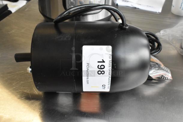 BRAND NEW Boltic VF-30WLFO oscillating fan motor, 2-speed, 120V, 1-phase, scratch and dent, with auction tag visible.