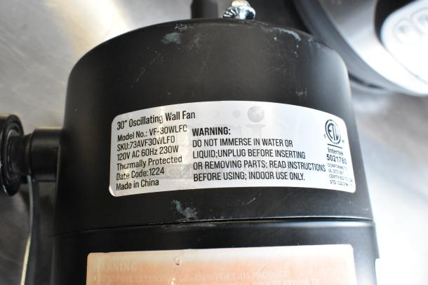 Brand new Boltic VF-30WLFO 2-speed fan motor with minor scratches, 120V, model details and safety warnings visible.
