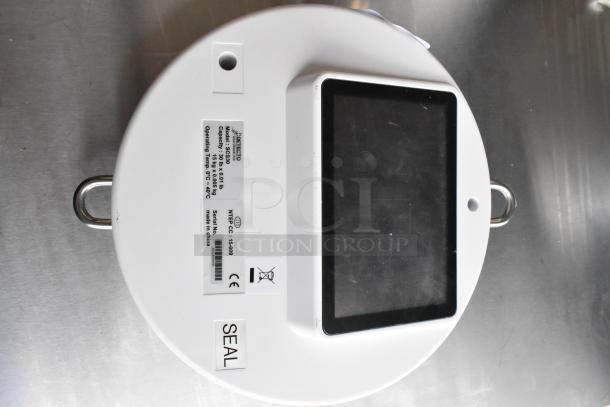 BRAND NEW Cardinal Detecto SCS30 30 lb. solar-powered hanging scale; minor scratches; model details and seal label visible.