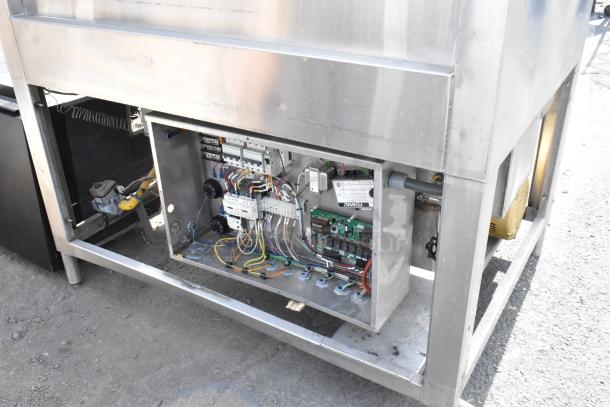 Douglas SD-20-IREL stainless steel pot and pan washer, 480V, 3-phase, open panel showing wiring and controls, commercial use.