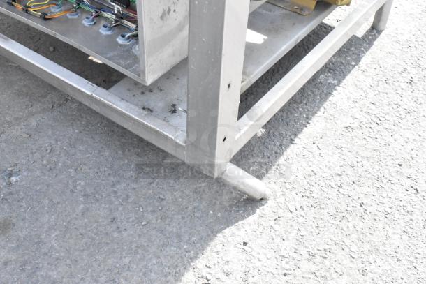 Douglas SD-20-IREL pot and pan washer frame, stainless steel, 480V, 3 phase, showing electrical wiring and structural details.