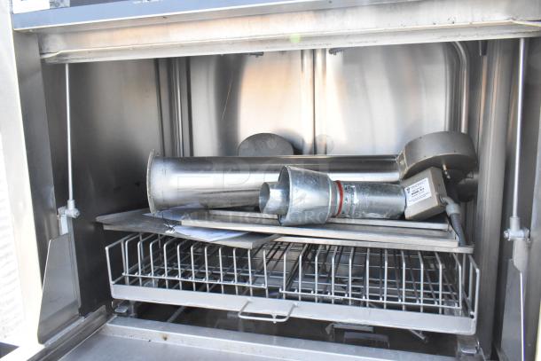 Douglas SD-20-IREL stainless steel commercial pot and pan washer, 480 volts, 3 phase, interior view with components.