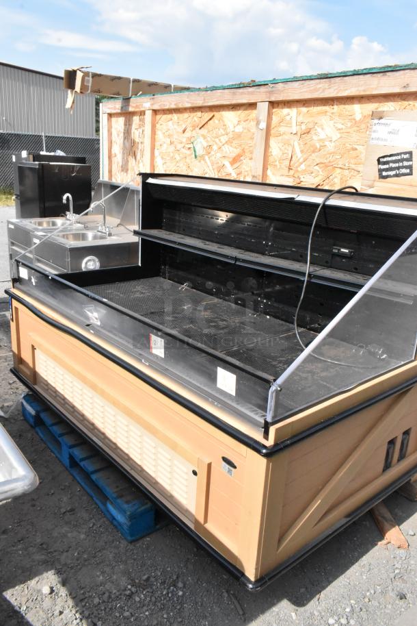Killion Metal Commercial Grab N Go Merchandiser, 208/230 volts, 1 phase, in used condition. Two-tier open display shelves, sturdy metal build, exterior brown finish.