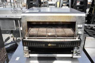 Star Holman QCS-3-145BHC stainless steel commercial conveyor toaster oven, used, 208V, 1 phase, visible controls and branding.