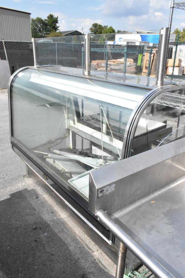Marc Metal Commercial Floor Style Deli Display Case Merchandiser, glass front, stainless steel, used condition.