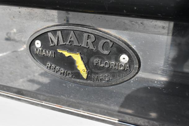 Marc Metal Commercial Floor Style Deli Display Case with logo tag showing "Marc Miami Florida Refrig. Mfg."