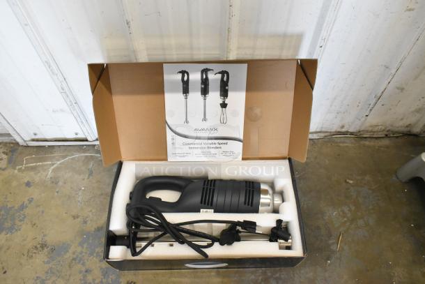 Brand new AvaMix 928IBHD18 immersion blender in box; 18" heavy-duty, variable speed, 1 1/4 hp, 120V, 1 phase.