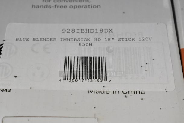 Brand new AvaMix 928IBHD18 18" heavy-duty immersion blender, 1 1/4 hp, 120V, with minor scratches and dents.