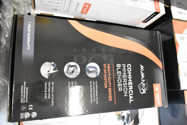 Brand new AvaMix 928IBHD18 immersion blender, 18" heavy-duty, variable speed, 1 1/4 hp, 120V, scratch and dent.