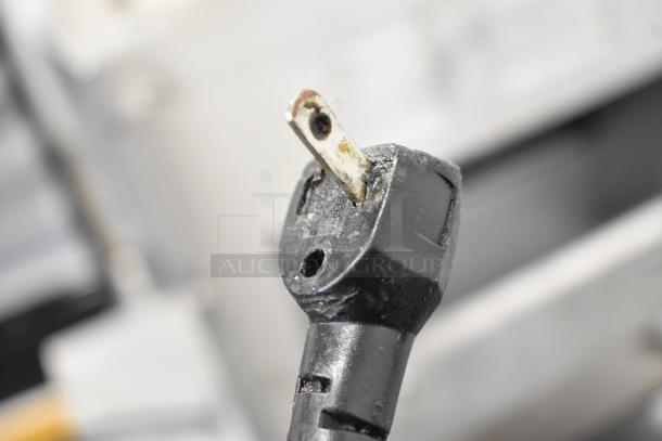 Alto Shaam 750-S heated holding cabinet plug, shows minor wear, indicating commercial use. 120 volts, 1 phase.