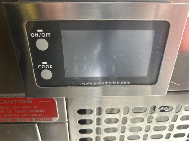 Evo 48E Ventless Electric Griddle with stainless control panel, digital display, on/off and cook buttons. Model: 48E-10-0148-EVT.