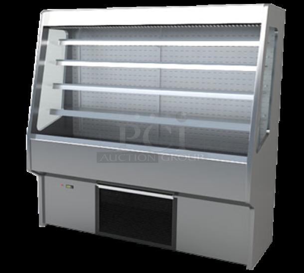 RPI SCRFC7278R Air Screen Merchandiser; features LED lighting, roll-down night shield; ideal for chilled displays; sleek design.