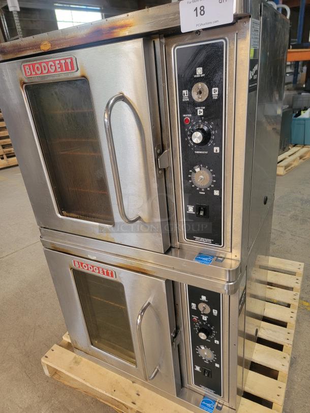 Blodgett CTB-1 Double Convection Oven in used condition, stainless steel, electric, clear control panel, Blodgett logo visible.