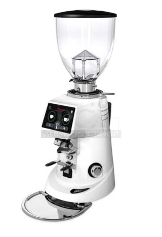 Fiorenzato F64 Evo espresso grinder; sleek design, digital display, large hopper, commercial-grade, excellent condition.
