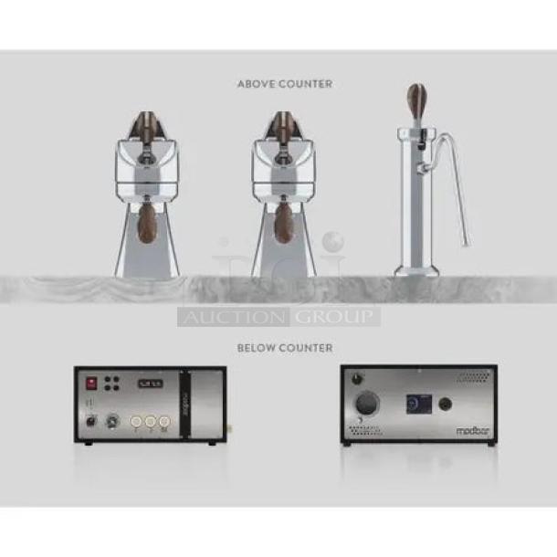 Modbar Espresso AV & Steam Package, models MB003074/MB003120. Features sleek design, top-tier performance, La Marzocco creators.