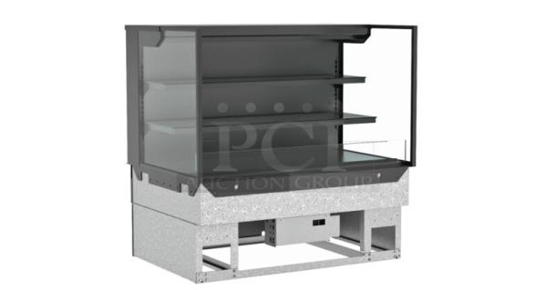 Structural Concepts NE3627RSV refrigerated display case; slide-in, glass front, tested working, ideal for food retail.