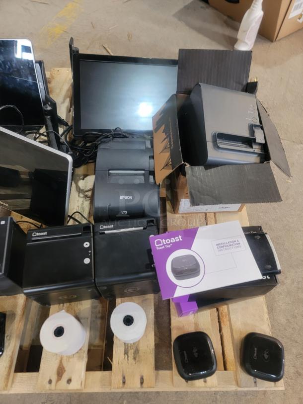 Complete Toast POS System for restaurants, includes screens, printers, payment devices, and setup instructions. Excellent condition.
